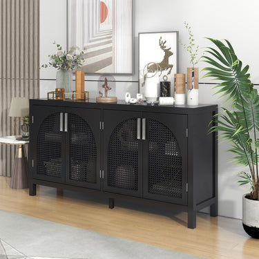 Sideboard With Rattan Door & Metal Handles For Living Room